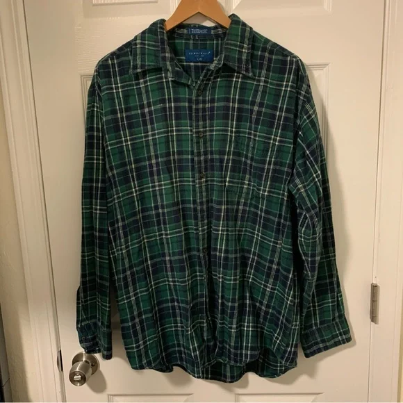 Towncraft (Size L) Green Plaid Button Down Shirt - Picture 1 of 6